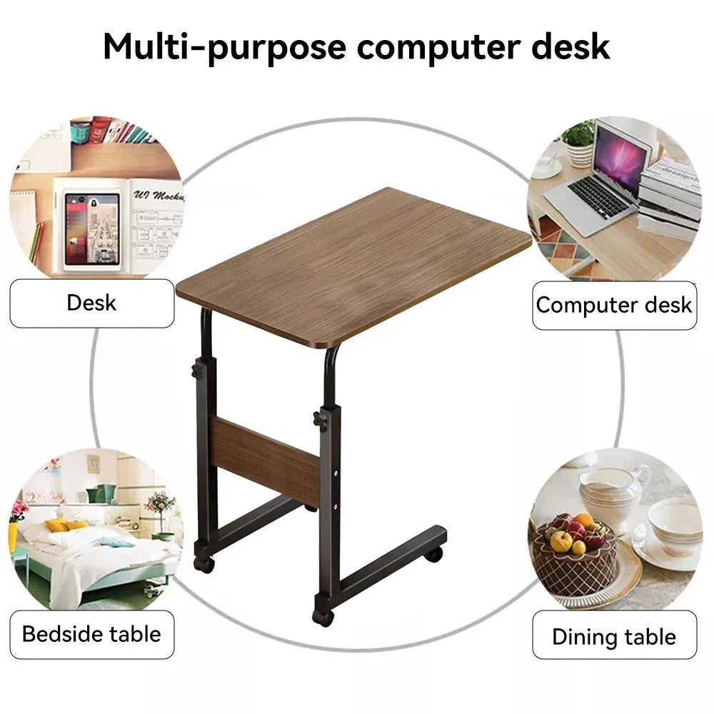 Medical Overbed Bedside Table Adjustable Height with Wheels Hospital Home Desk
