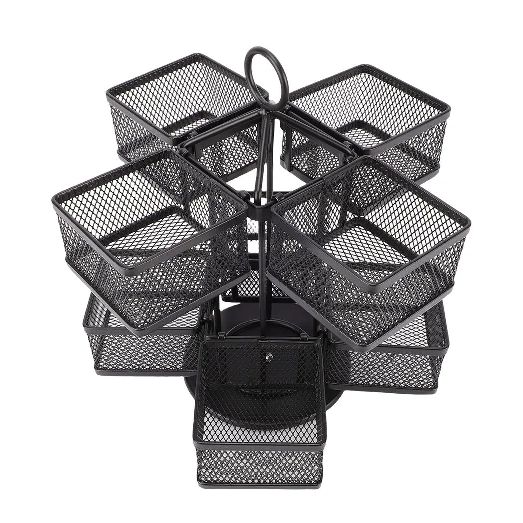 Tea Bag Organizer 2 Tier 8 Removable Baskets Up to 96 Teabags Storage Rotating Tea Bag Rack for Kitchen Black 8 Baskets