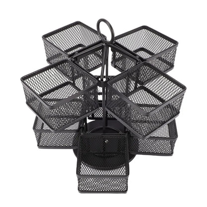 Tea Bag Organizer 2 Tier 8 Removable Baskets Up to 96 Teabags Storage Rotating Tea Bag Rack for Kitchen Black 8 Baskets