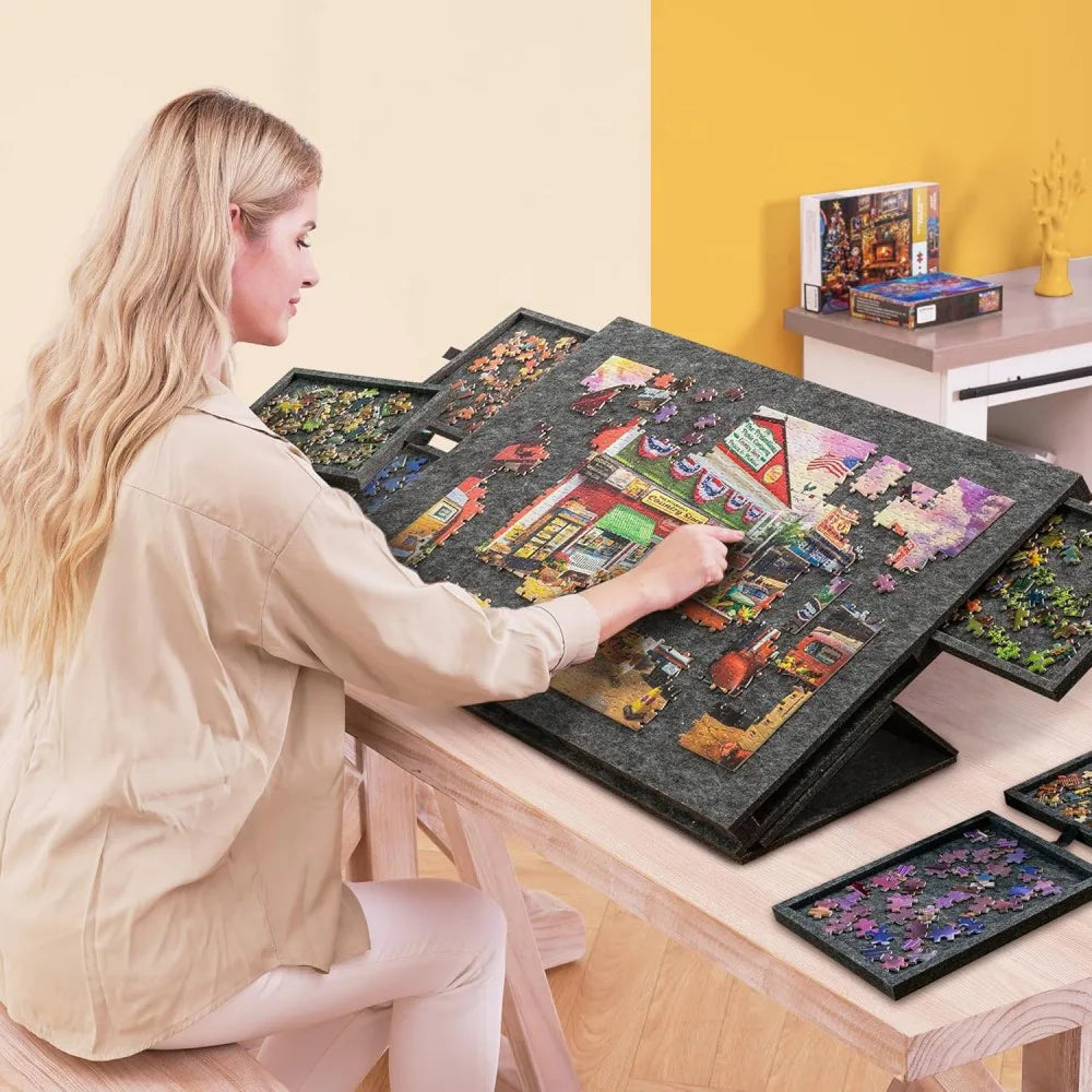1000 Piece Puzzle Board Drawer Cover Portable Felt Fabric Jigsaw 30.3"x21.1"