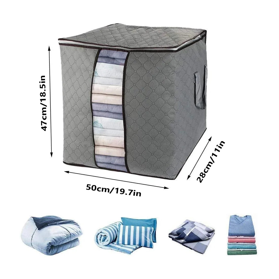 6 Pack 90L Storage Bags Zipped for Clothes, Bedding, Toys, Packing Moving Boxes-50*47*28 (vertical)