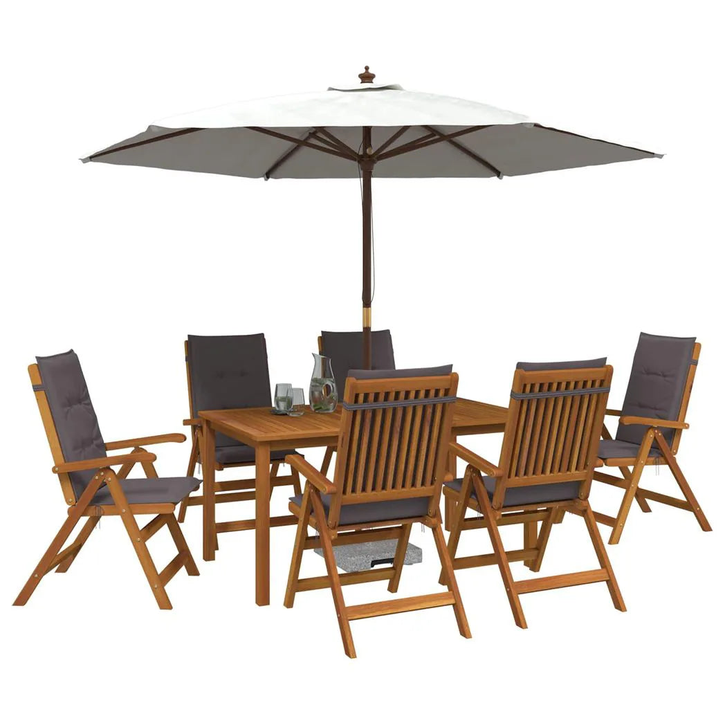 vidaXL 7-Piece Garden Dining Set Natural Solid Acacia Wood
