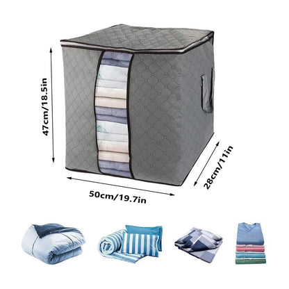 6 Pack 90L Storage Bags Zipped for Clothes, Bedding, Toys, Packing Moving Boxes-60*40*35 (horizontal)