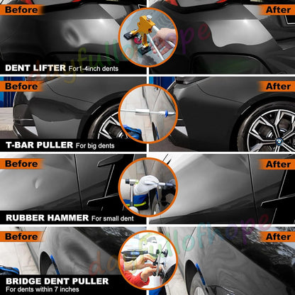 PDR Tools Car Paintless Kit Dent Puller Lifter Repair Removal Hail Tabs Glue Gun