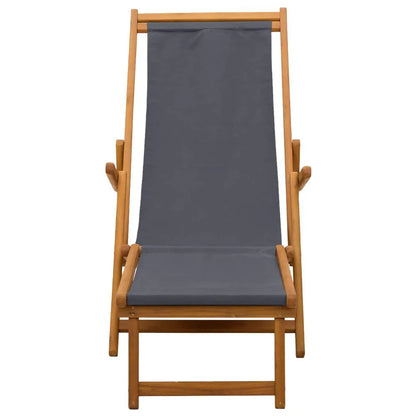 vidaXL Folding Sun Lounger 3 Position Solid Eucalyptus Wood Grey