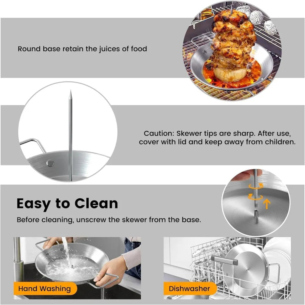 Al Pastor Skewer for Grill, Stainless Steel Vertical Skewer, Brazilian5088