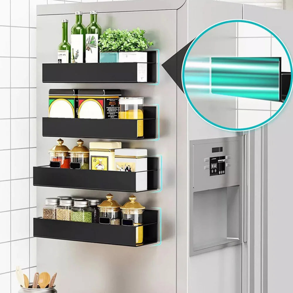 2Pcs 1S+1L Spice Rack for Refrigerator Metal Versatile spice rack Storage Space New