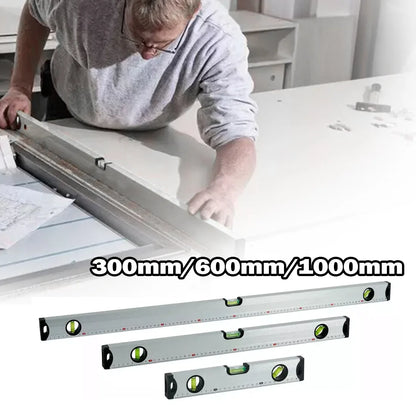 MAGNETIC 3 PIECE BUILDERS BUILDING SPIRIT LEVEL SET - 300, 600, 1000mm Yellow/Silver-Yellow + Pencil