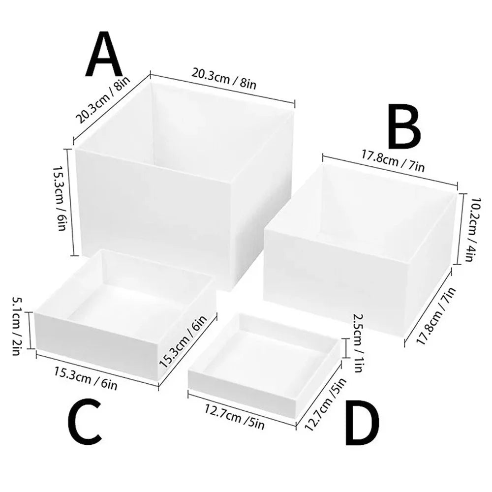 NEW 4pc+4pc Acrylic Cube Display Box Riser Nesting Riser Stands for Dessert Cake UK