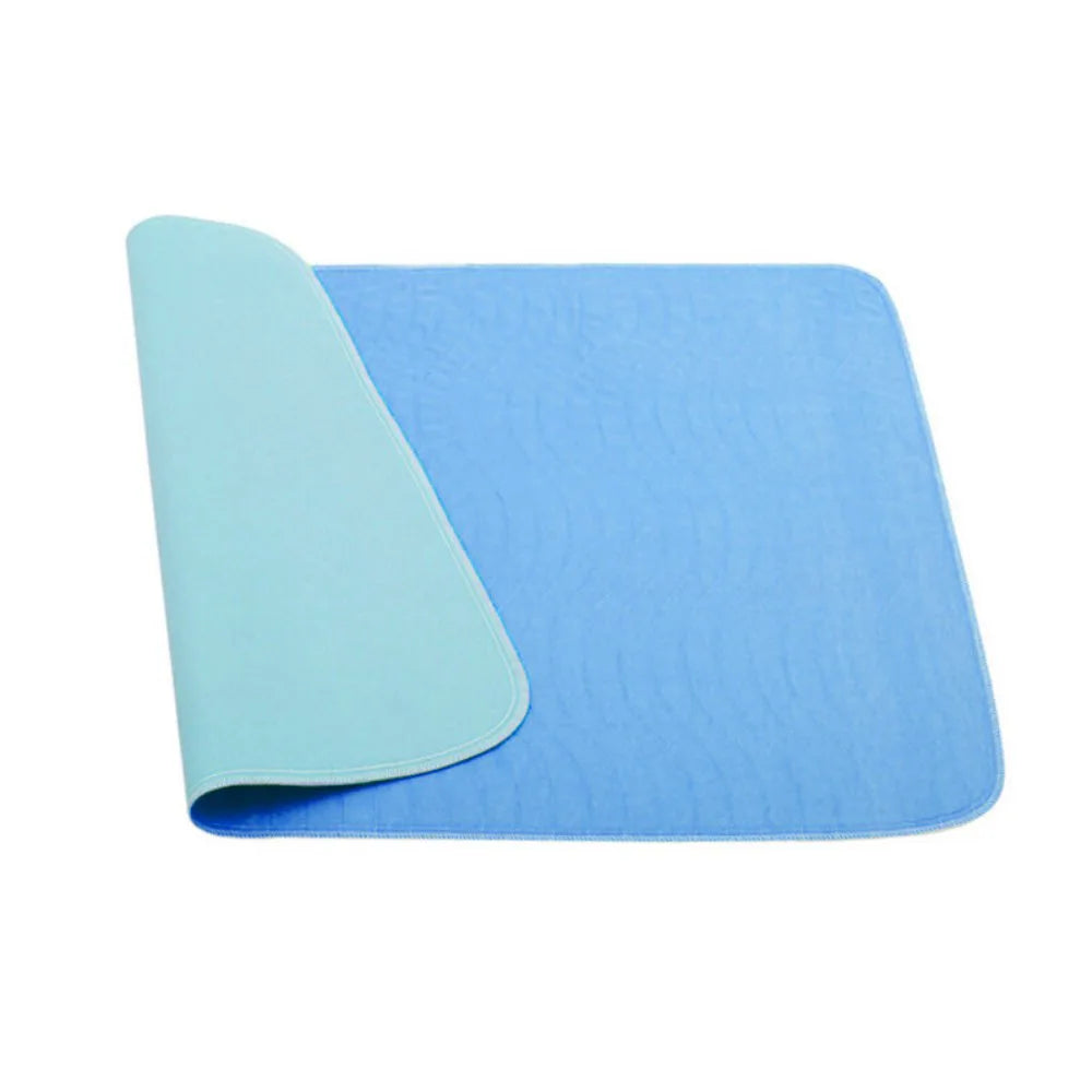 Blue Incontinence Washable Bed Pads Protection Sheets - Reusable High Absorbency