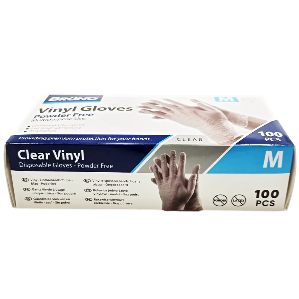 100 Medium Disposable Vinyl Clear E x amination Gloves Powder Free Late x Free Gloves