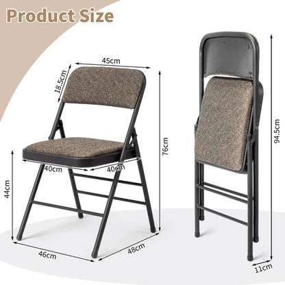 1 Pcs Folding Chair, Black Patterned Fabric Upholstered Event Chair, 18.1"×18.9"×29.9" Padded Seat & Back, Matte Steel Frame, Portable Foldable Chair for Office, Conference, Living Room, School