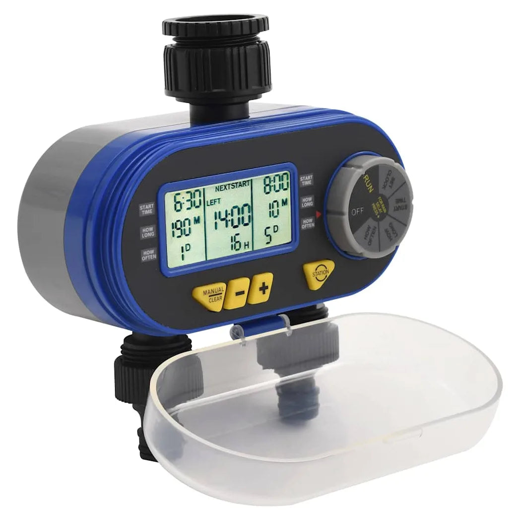 vidaXL Digital Water Timer | Black, Blue, Grey | ABS | Medium