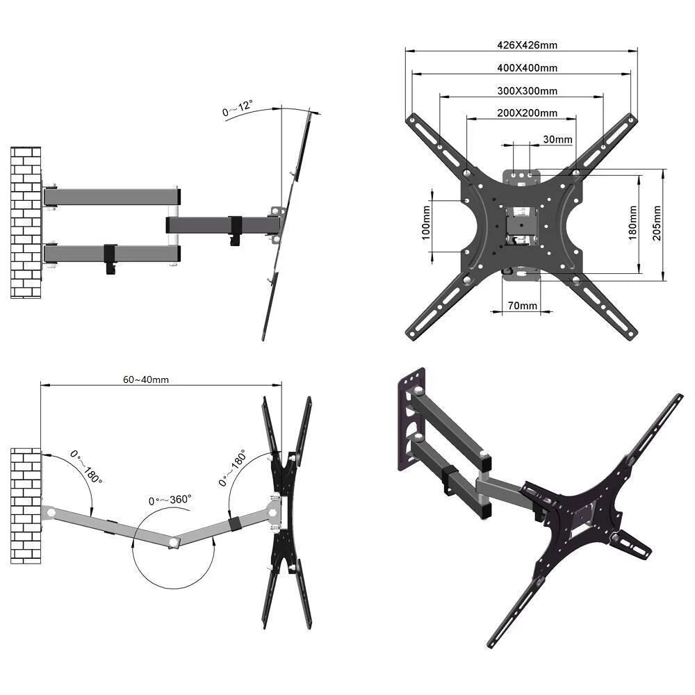 Swivel TV Wall Mount Bracket For 26 32 40 42 50 52 55 Inch 3D LCD LED Plasma UK