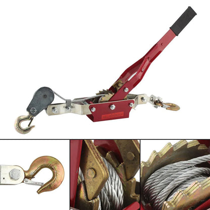 4 Ton Dual Gear Power Puller Heavy Duty 2 Hook Cable Puller Hand Winch Turfer