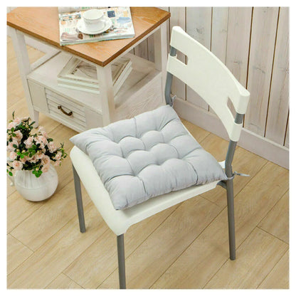 4 Pack Seat Pad Dining Room Garden Kitchen Chair Seat Cushions Tie On Plain UK-grey