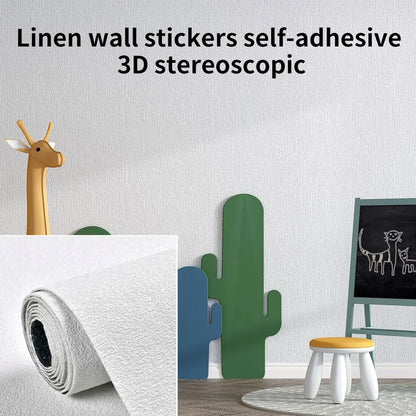 10M Thicken Self Adhesive Thermal Insulation Wallpaper Linen Plain Wall Sticker