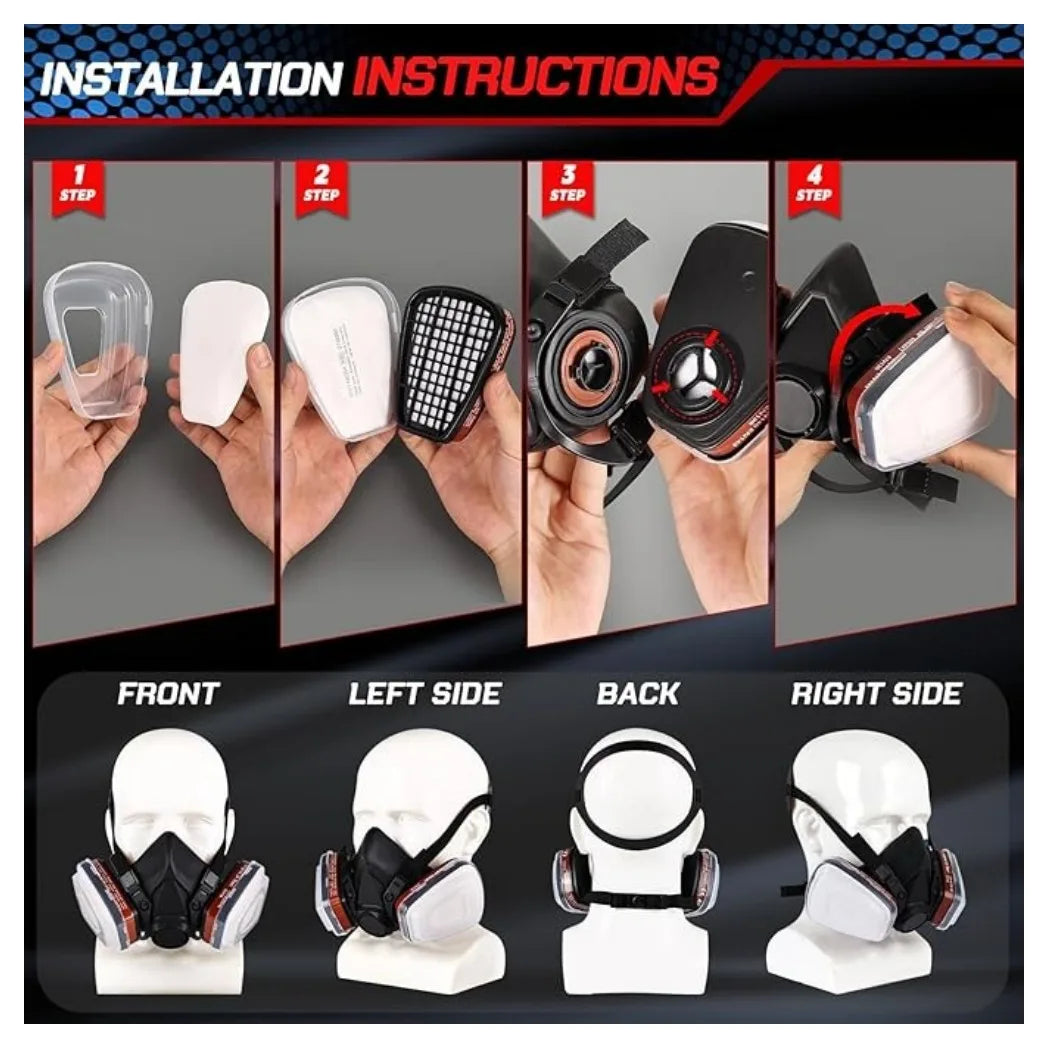 Respiratory half mask, gas mask, dust mask, paint mask with replaceable filter