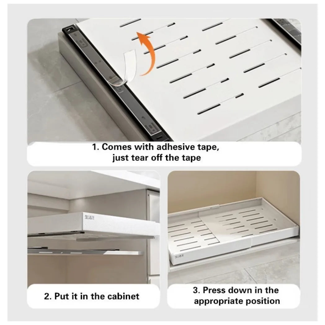 Pull Out Cabinet Organizer Slide Out Drawer Storage Shelves Extendable Kitchen