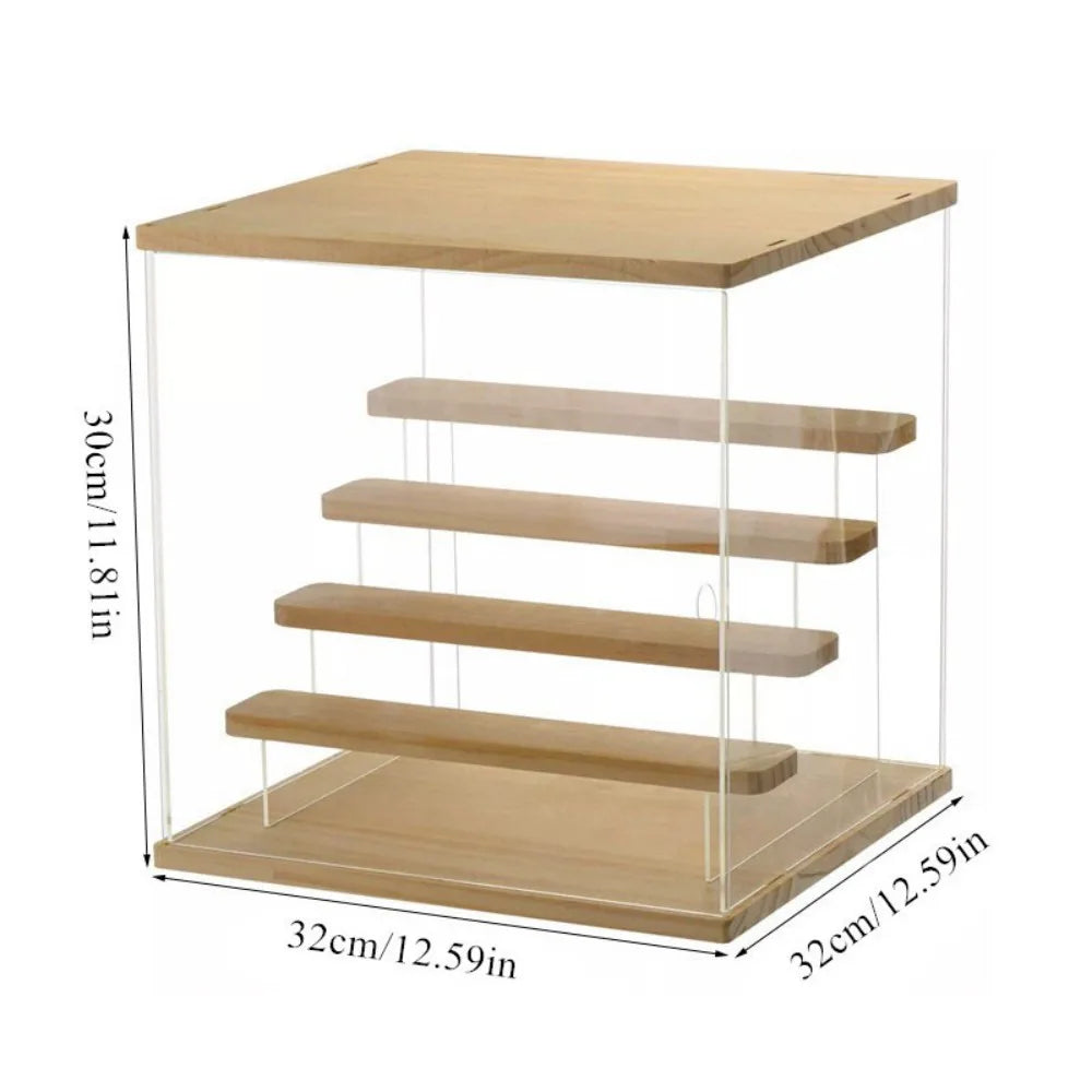5Tier Clear Acrylic Display Case with Led Light For Collectibles Figures Wood UK