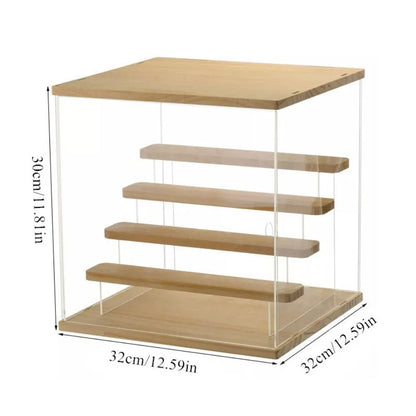 5Tier Clear Acrylic Display Case with Led Light For Collectibles Figures Wood UK