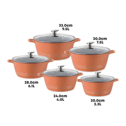 Durane Die Cast Stock Pot Set Of 5 Copper