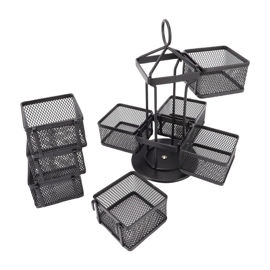 Tea Bag Organizer 2 Tier 8 Removable Baskets Up to 96 Teabags Storage Rotating Tea Bag Rack for Kitchen Black 8 Baskets