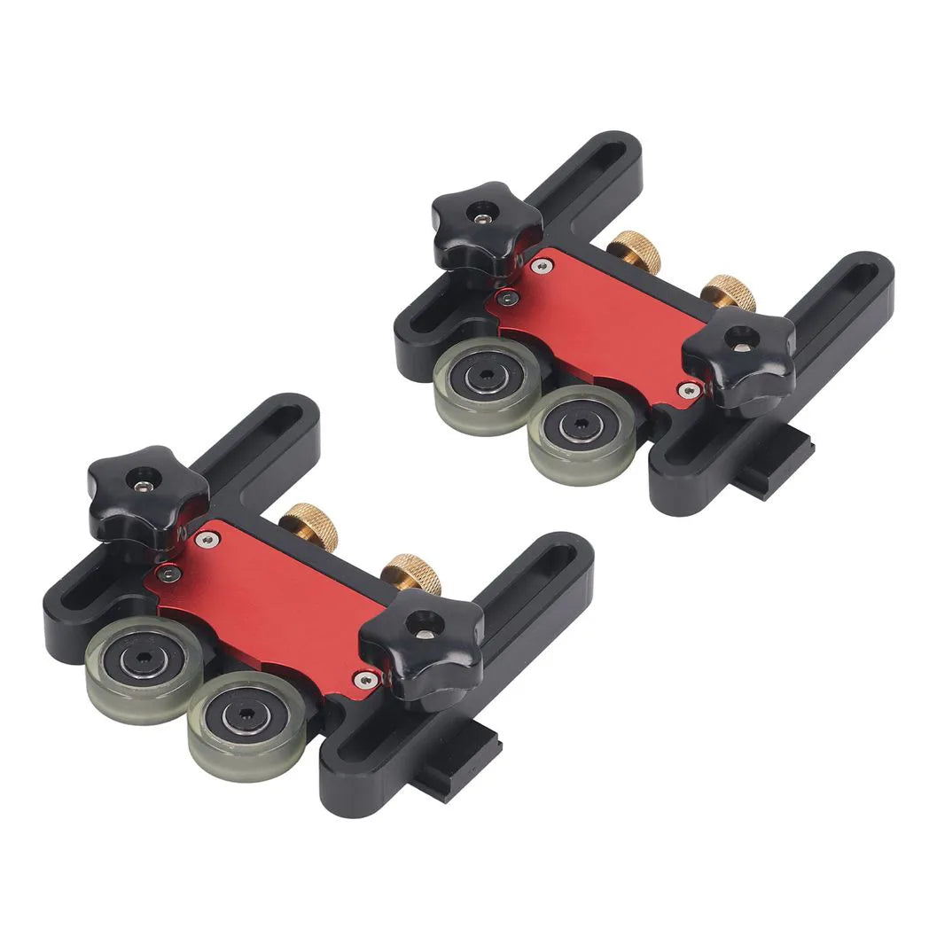 2Pcs Table Saw Feeder Aluminum Alloy 5mm Stroke Double Wheel Bearing Roller Featherboard for Woodworking Projects