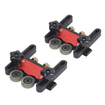 2Pcs Table Saw Feeder Aluminum Alloy 5mm Stroke Double Wheel Bearing Roller Featherboard for Woodworking Projects