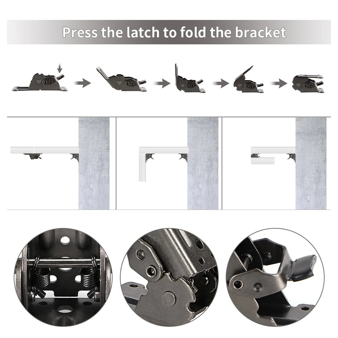 4x Folding Table Chair Leg Hinges 90 Degree Self-Locking Bracket Hinge Hardware