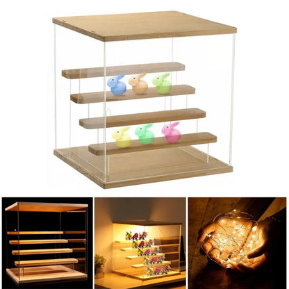 5Tier Clear Acrylic Display Case with Led Light For Collectibles Figures Wood UK