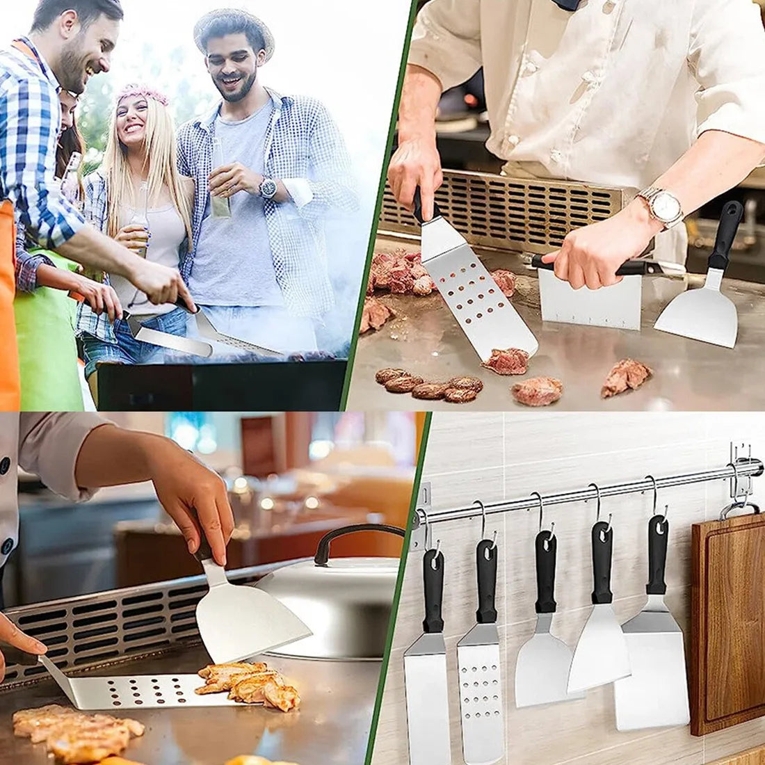14 Pcs Professional Stainless Steel Griddle Grill Tools Set BBQ Accessories UK