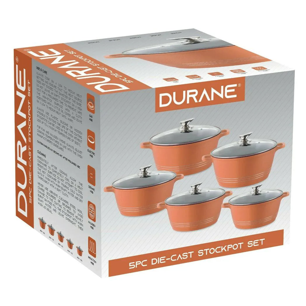 Durane Die Cast Stock Pot Set Of 5 Copper