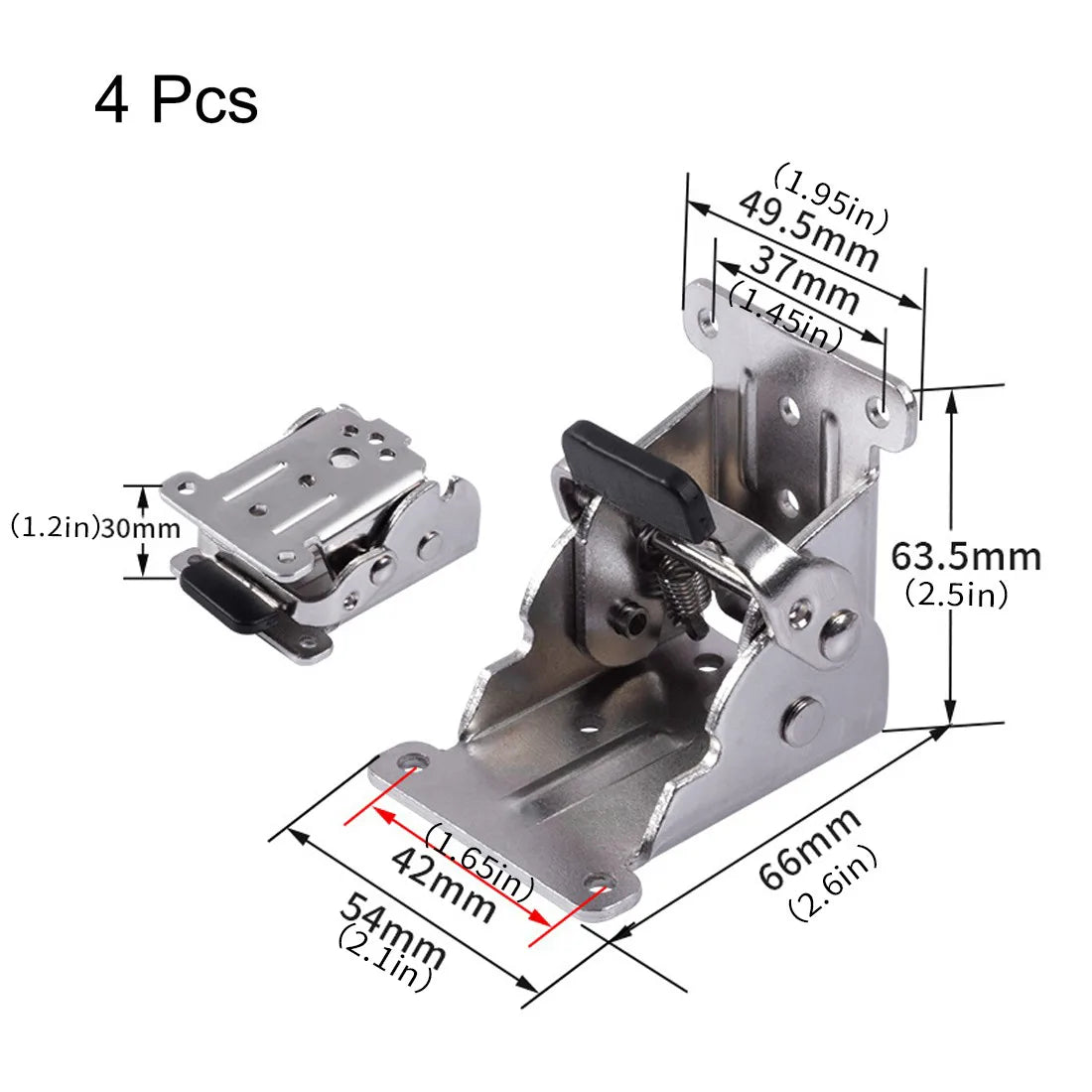 4x Folding Table Chair Leg Hinges 90 Degree Self-Locking Bracket Hinge Hardware