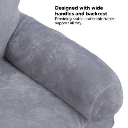 Toddler Chair Gray Cartoon Style Foldable Wide Handle Stable Backrest Breathable Baby Sofa for Home Bedroom 2 Layers