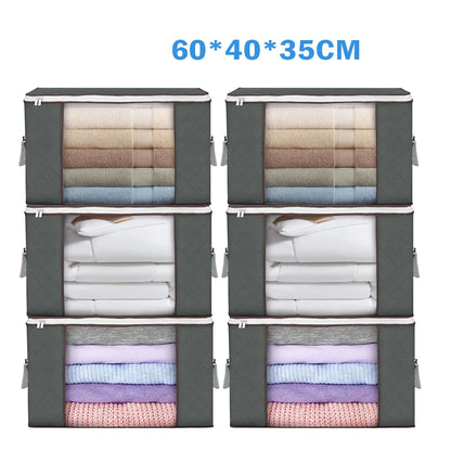 6 Pack 90L Storage Bags Zipped for Clothes, Bedding, Toys, Packing Moving Boxes-50*47*28 (vertical)
