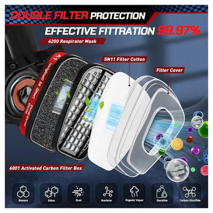 Respiratory half mask, gas mask, dust mask, paint mask with replaceable filter