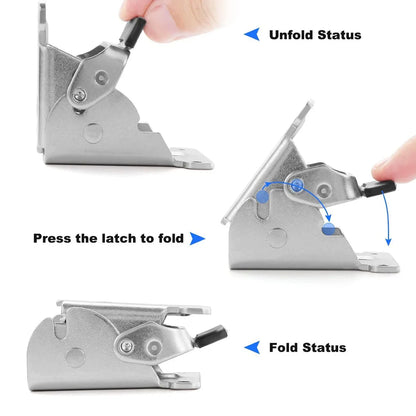 4x Folding Table Chair Leg Hinges 90 Degree Self-Locking Bracket Hinge Hardware