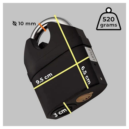 Heavy Duty Steel Waterproof Padlock with Alarm and 3 Keys - High Security Lock