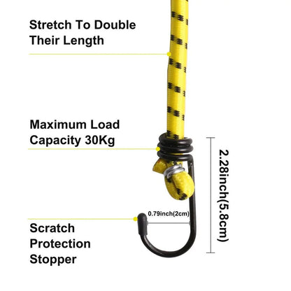 12Pcs Heavy Duty Bungee Cords Cables Straps Military Bungie Elastic Hooks Rope