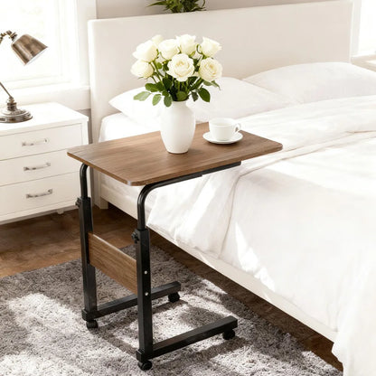 Medical Overbed Bedside Table Adjustable Height with Wheels Hospital Home Desk