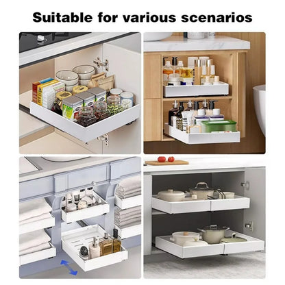 Pull Out Cabinet Organizer Slide Out Drawer Storage Shelves Extendable Kitchen