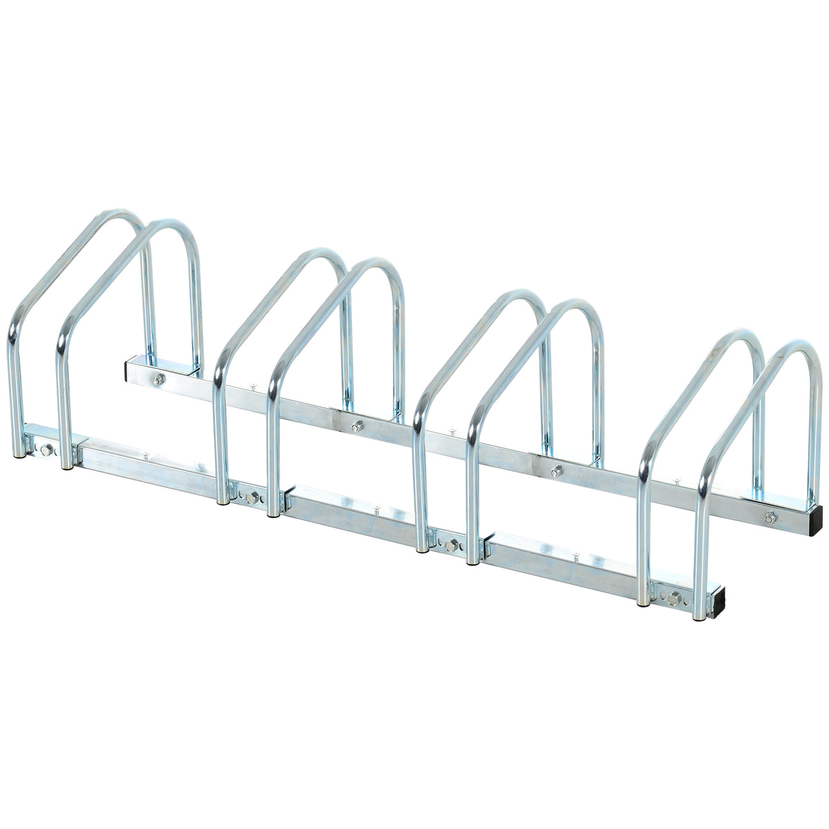 HOMCOM Bike Stand Parking Rack Floor or Wall Mount Bicycle Cycle Storage Locking Stand 110L x 33W x 27H (4 Racks, Silver)