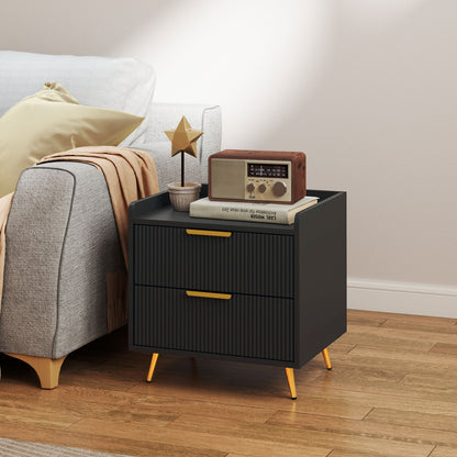 HOMCOM Elegant Two-Drawer Bedside Table - Black