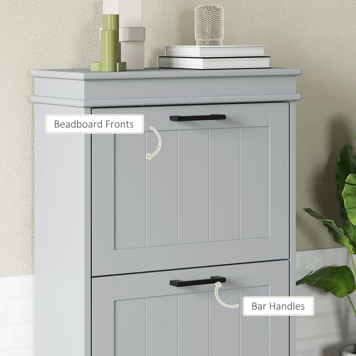 HOMCOM Two-Drawer Minimalistic 10-Shoe Cabinet - Grey