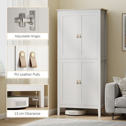 HOMCOM 176.5 cm Tall Pantry Cupboard with Motion Sensor LED Light - White