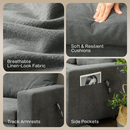 HOMCOM Pull Out Sofa Bed with 113 x 49cm storage space - Charcoal Grey