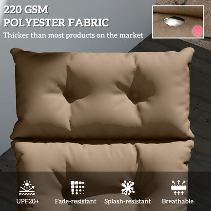 Outsunny Sun Lounger Cushion Only, 190 x 56 x 10 cm Garden Lounge Chair Cushion, UPF20+ 220gsm Fabric, Thick Sunbed Replacement Pad with 6 Ties, Khaki