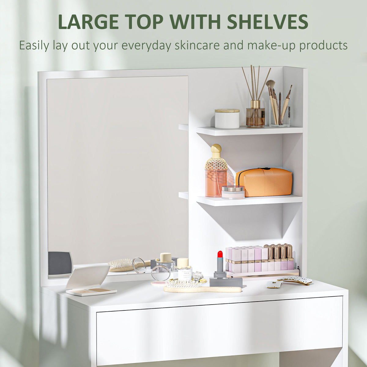 HOMCOM Dressing Table with Mirror and Storage - White