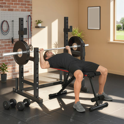 SPORTNOW Adjustable Squat Rack with Plate Holders, 300 kg Load
